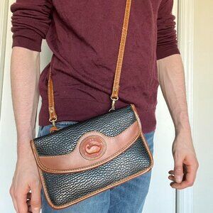 Vintage 90s Dooney Bourke Brown Leather Crossbody Bag Preppy Classic Everyday